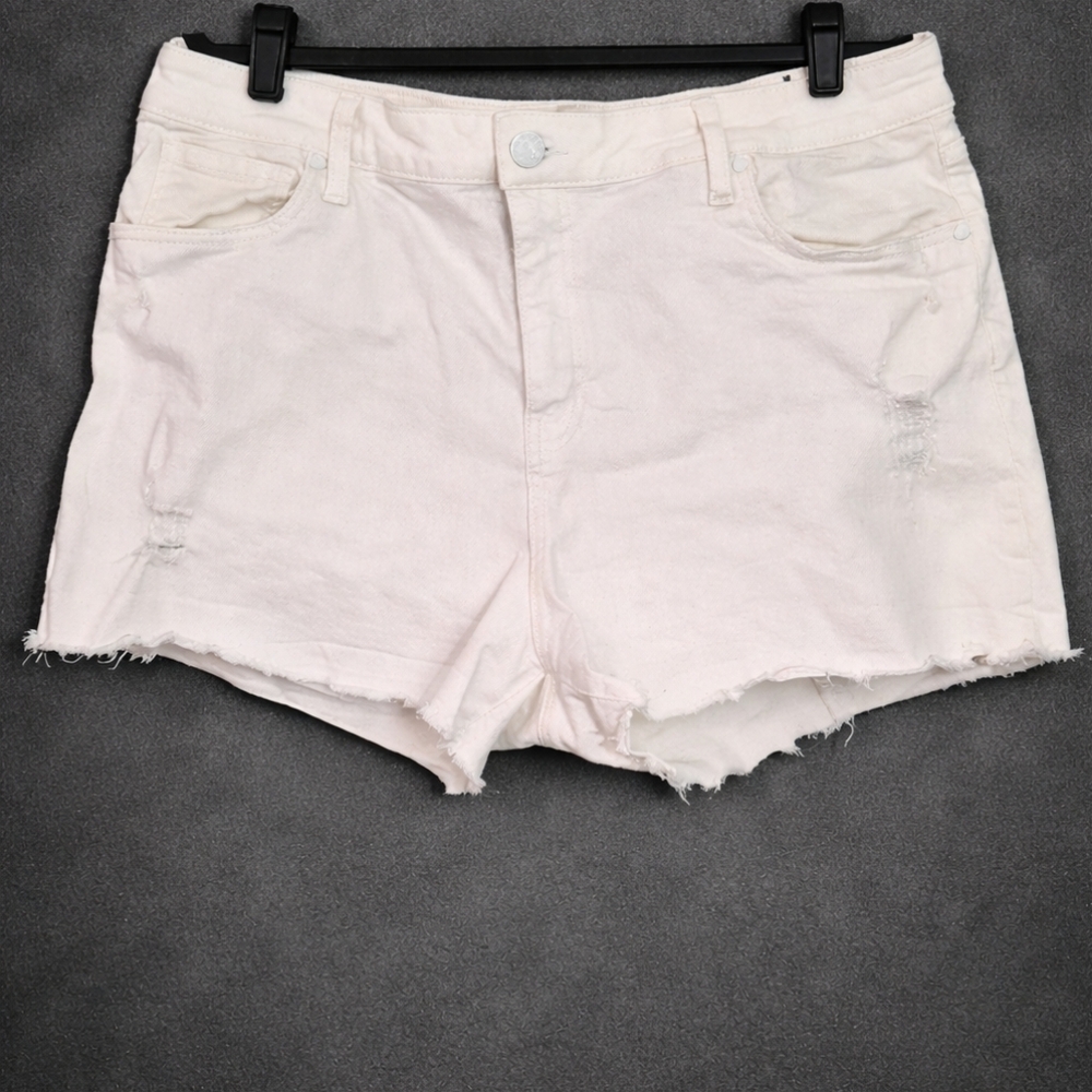 KUT From The Kloth Gigi Shorts 18 Plus Size White High Rise Stretch Raw Hem